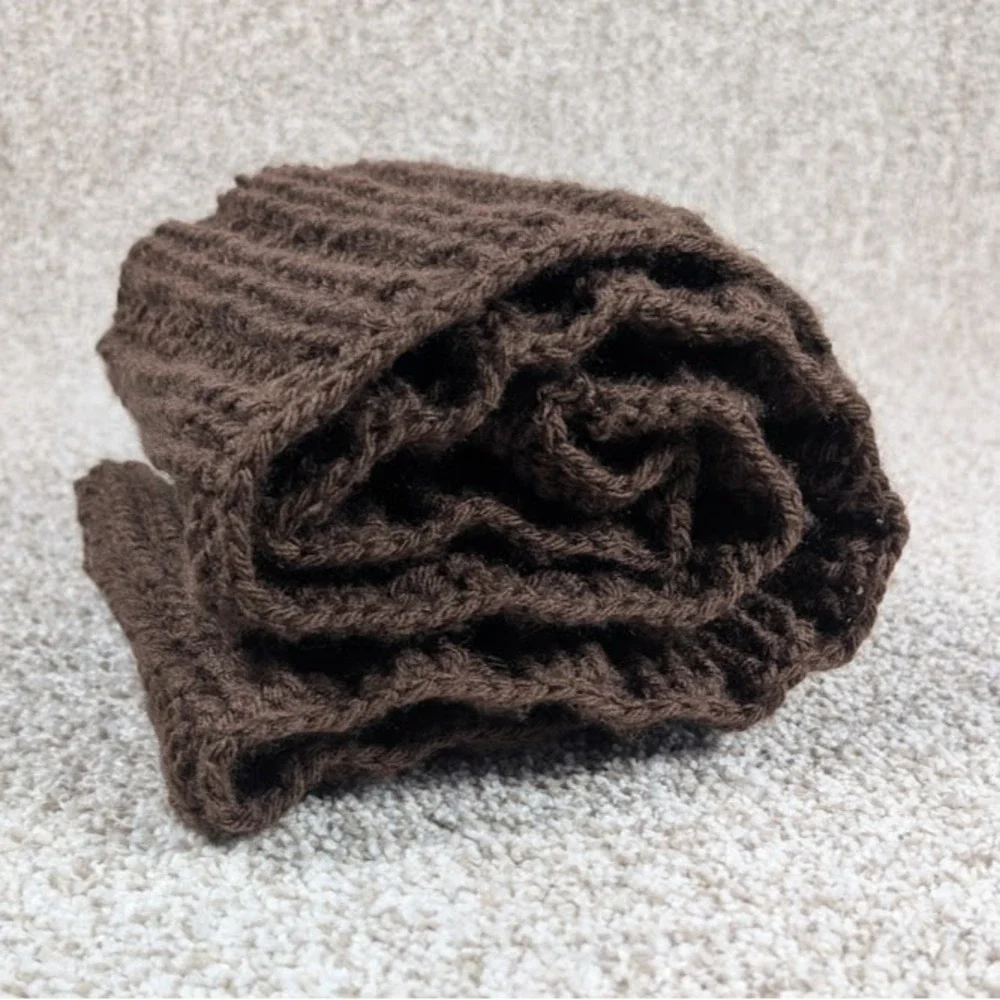 Chunky Knit Infinity Scarf Warm‎ Cozy Brown Crochet Loop Neck Warmer
